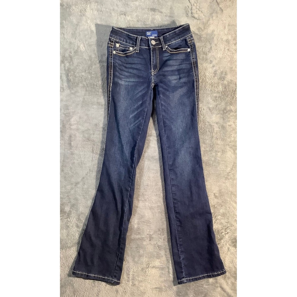 Project Indigo Women's Size 0 Bootcut Jeans Dark Wash Contrast Stitch
